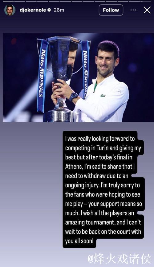 ATP雅典站：德约科维奇逆转取胜，斩获职业生涯第101冠